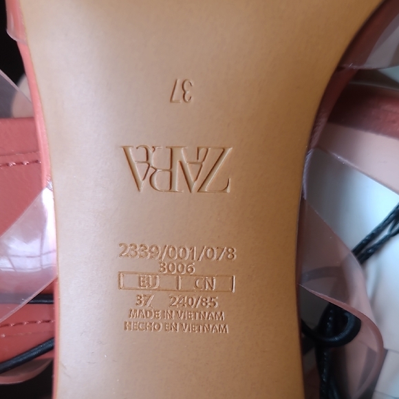 NWT Zara Women's Blush Peach Kitten Heel Sling Back Heels Size 37 - Picture 6 of 6